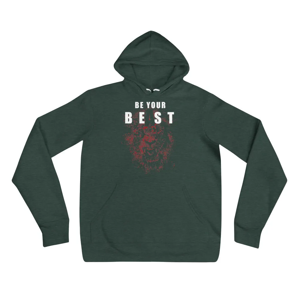 Be Your Beast Lion white lettering men's pull-over hoodie