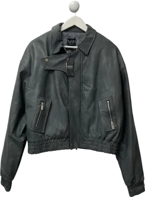 boohooMan Grey Boxy Detail Collared Bomber UK S