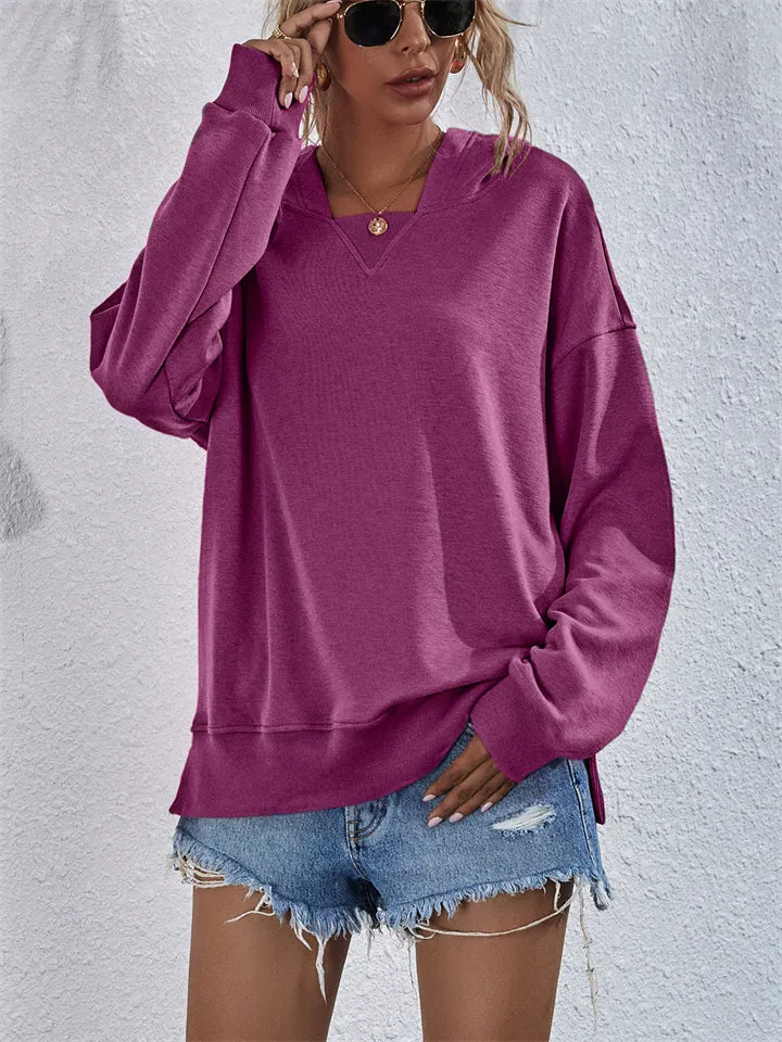 Chic Loose-fitting Comfy Fleece Square Collar Hoodies