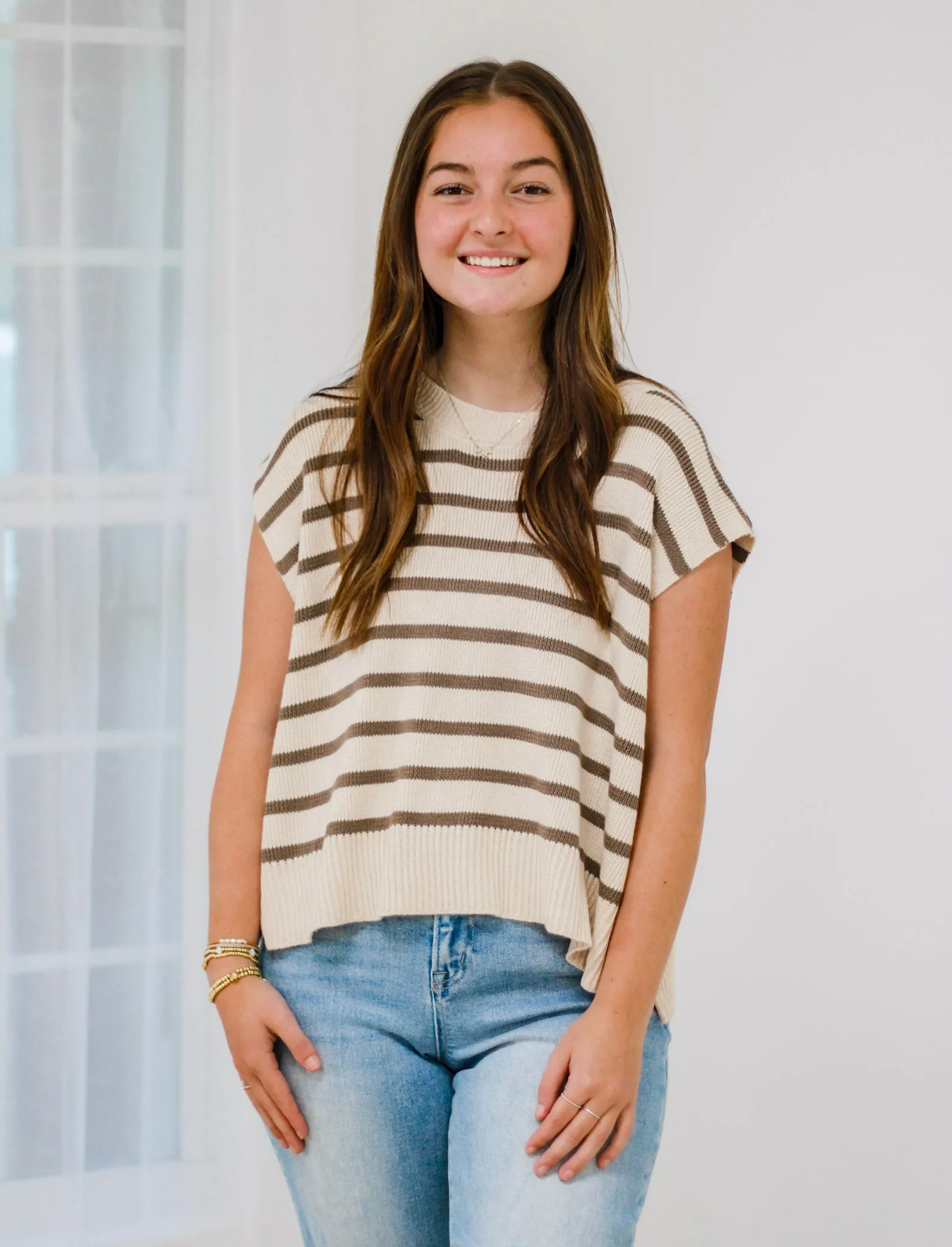 Many Reasons to Love You Striped Top in Oatmeal