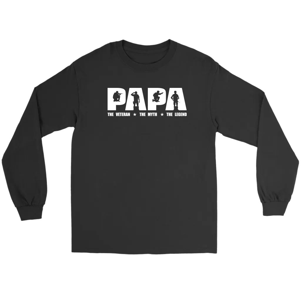 "Papa - The Veteran, The Myth, The Legend" Shirts and Hoodies