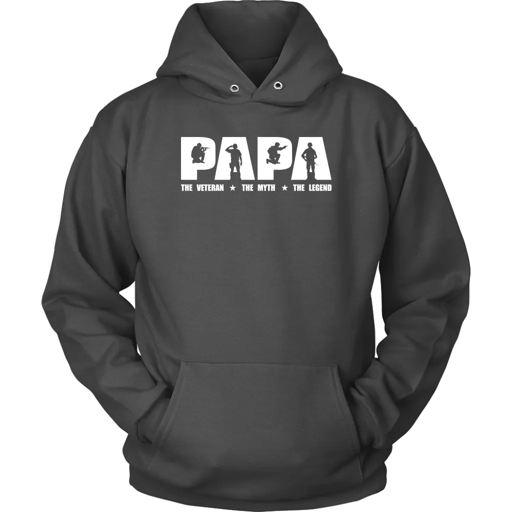 "Papa - The Veteran, The Myth, The Legend" Shirts and Hoodies